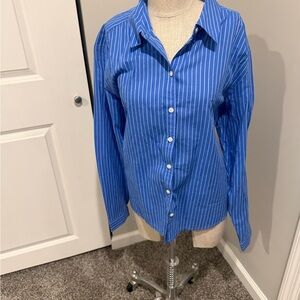 J. Crew Azure and White Pinstripe Shirt